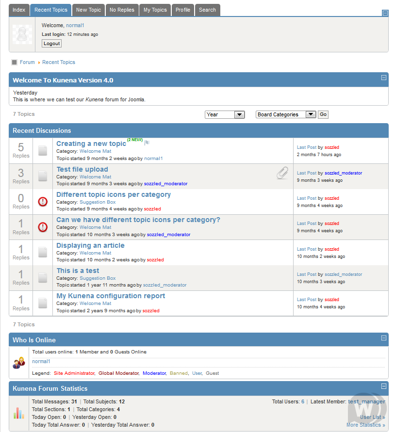 Blue Eagle 5 v1.5.1 - шаблон форума для Kunena