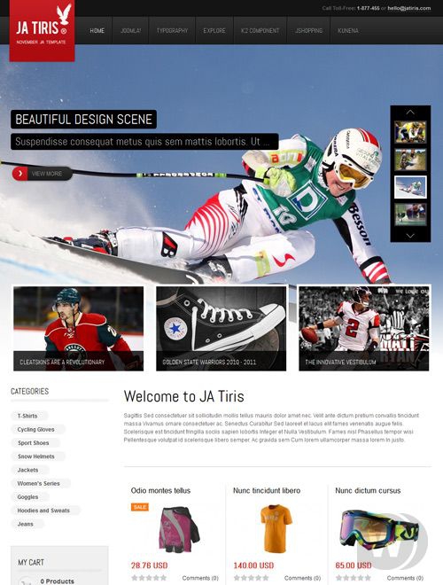 JA Tiris v2.6.1 - шаблон спортивного интернет-магазина Joomla