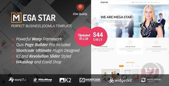 Megastar v1.1.13 - бизнес шаблон Joomla